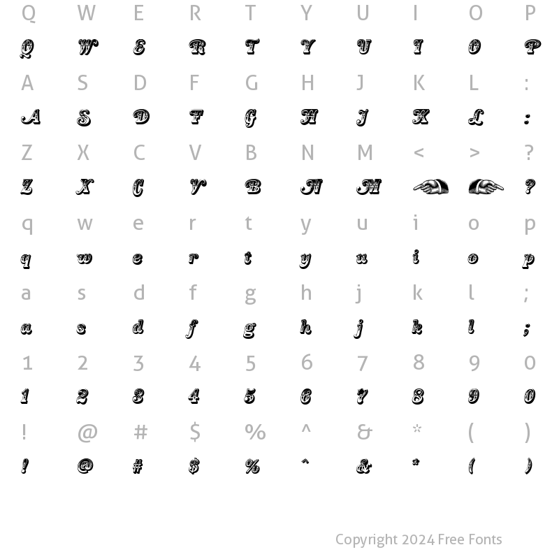 Character Map of Country Western Swing Regular