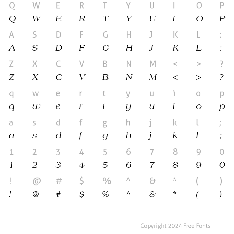 Character Map of Countryside SSi Italic