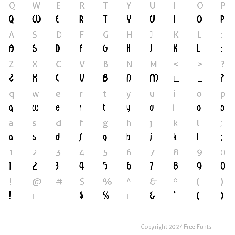 Character Map of Courant Display SSi Regular