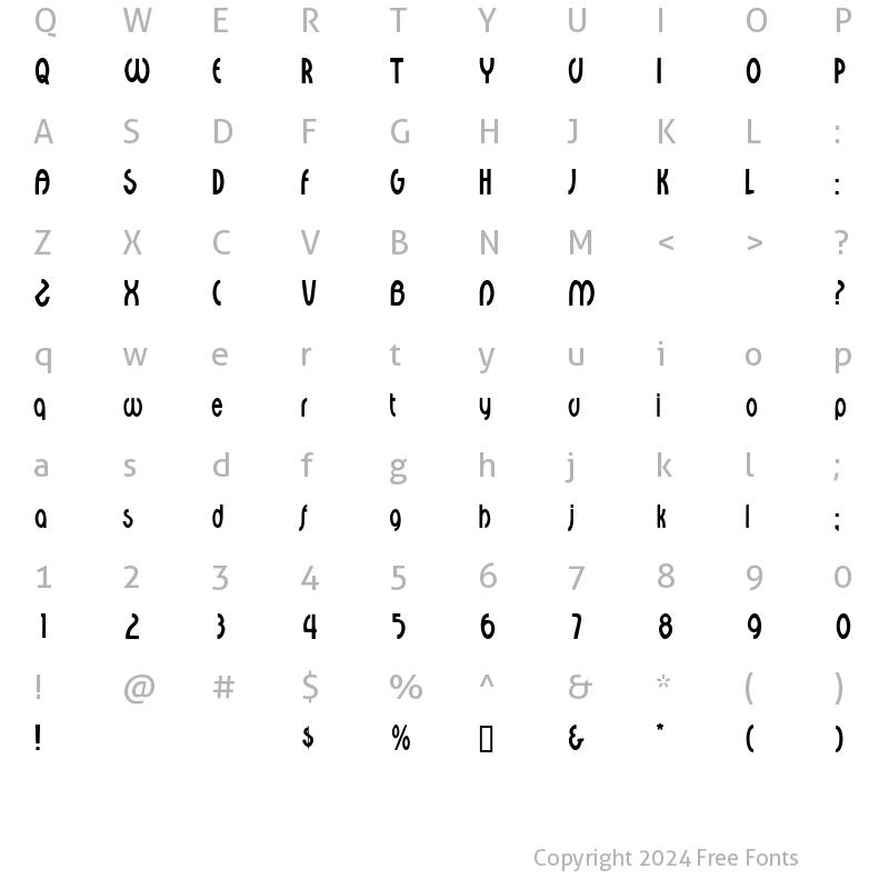 Character Map of CourantDisplaySSi Regular