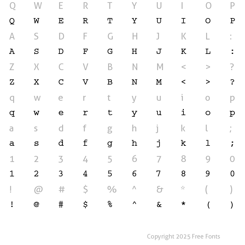 Character Map of Courier Becker Bold