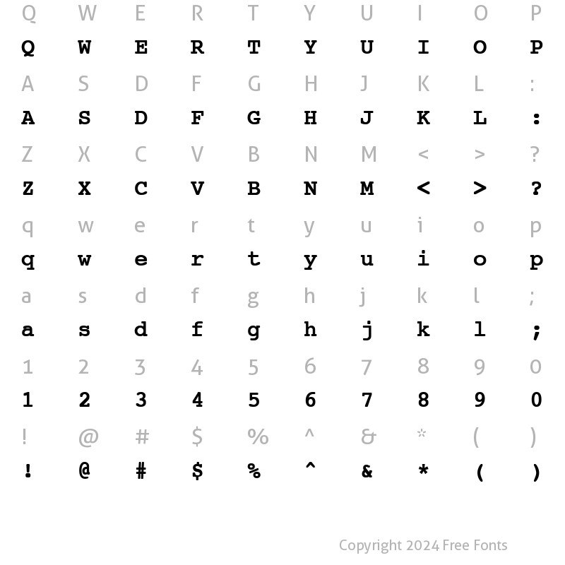 Character Map of Courier Bold