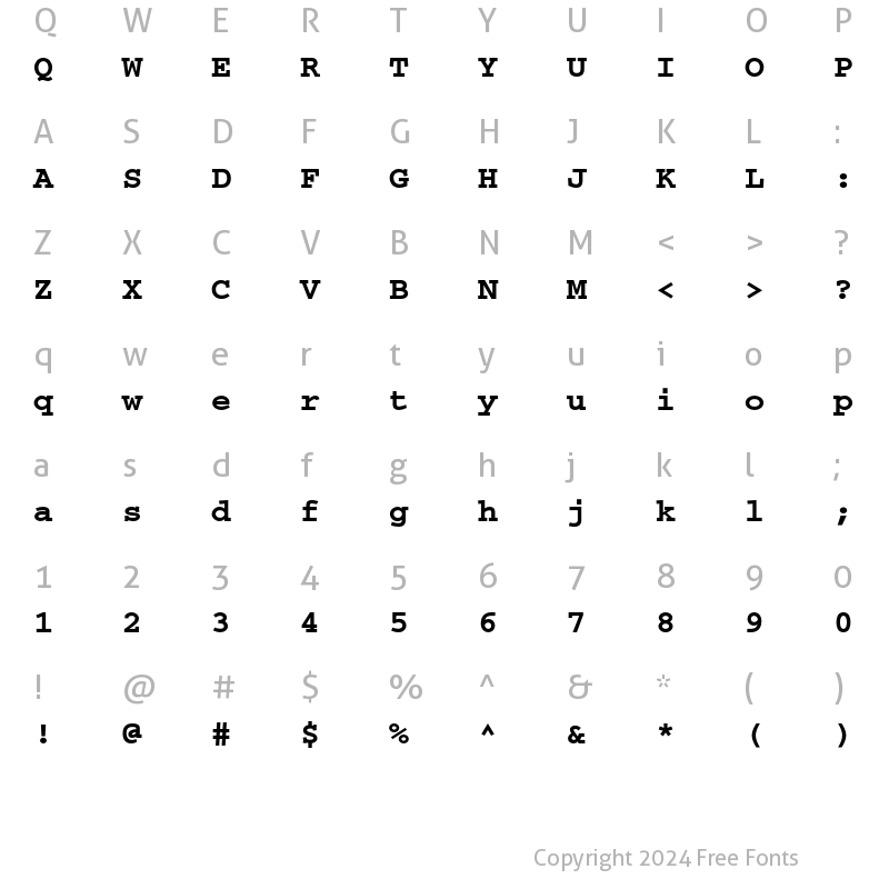 Character Map of Courier CE Bold