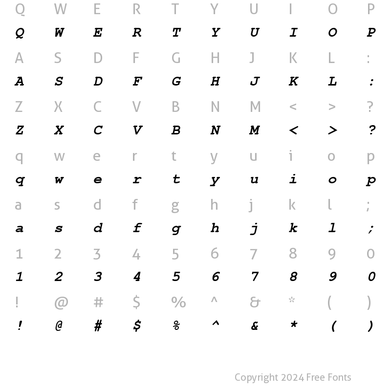 Character Map of Courier New Bold Italic