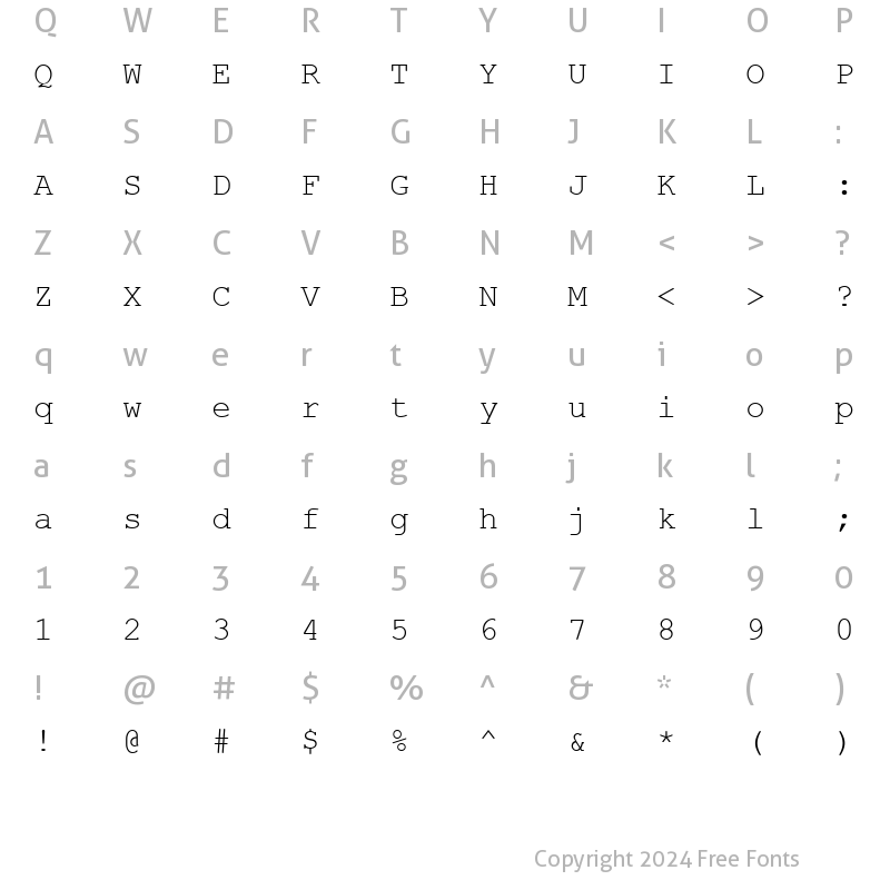 Character Map of Courier New Digiscream Regular