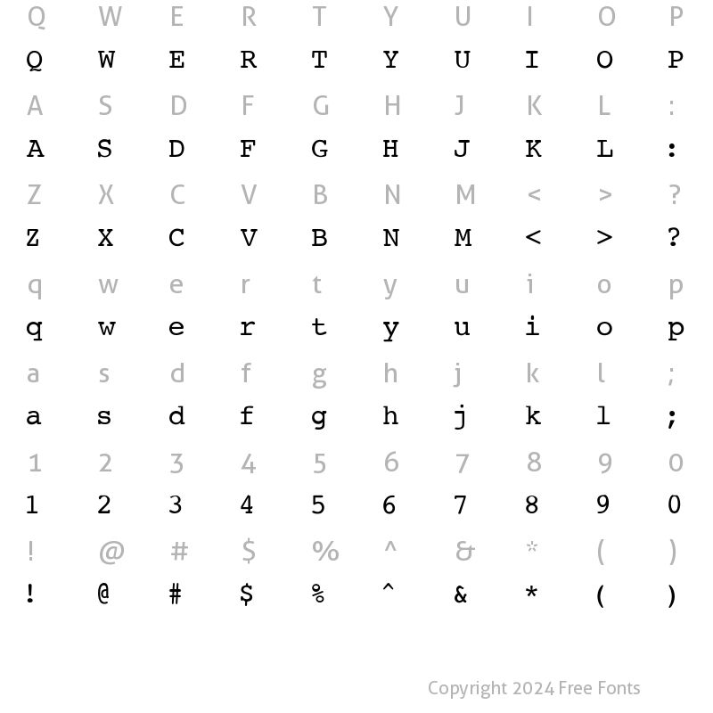 Character Map of Courier-Normal Regular