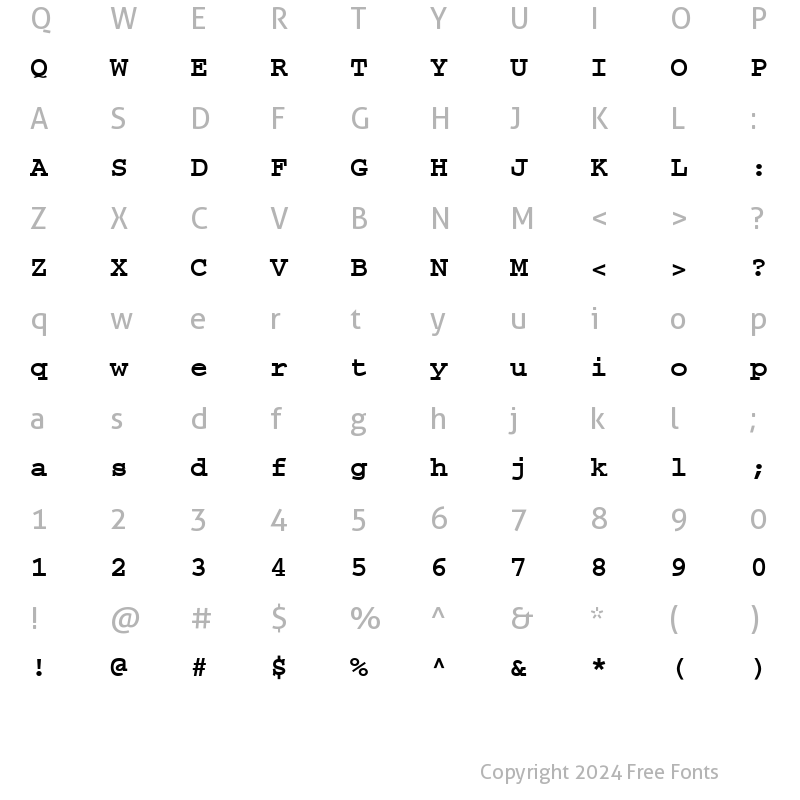 Character Map of Courier S Bold