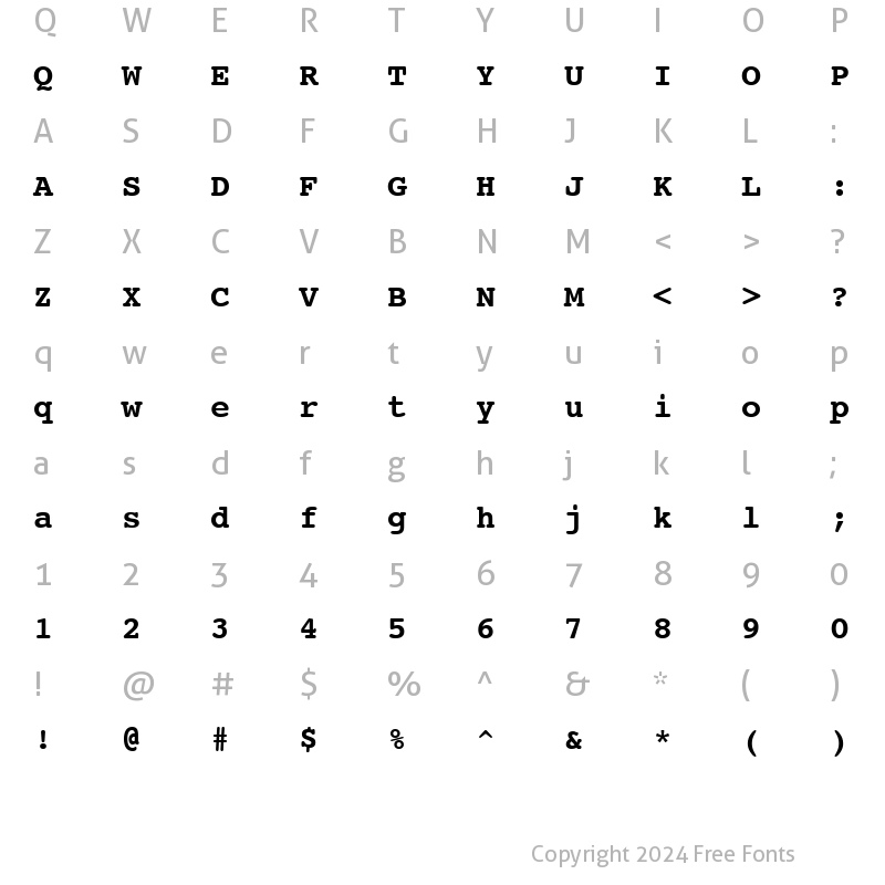 Character Map of Courier SWA Bold