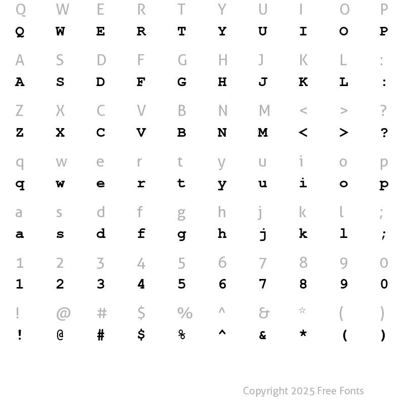 Character Map of CourierSH Bold