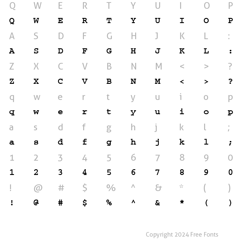 Character Map of CourierTM Bold