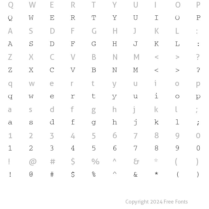 Character Map of CourierTM Normal