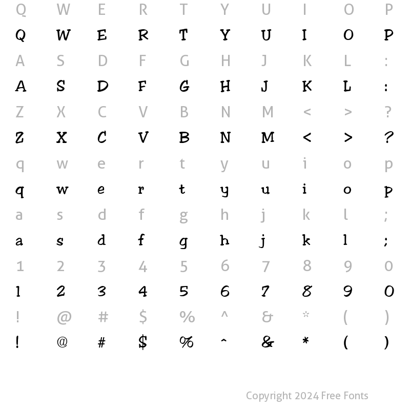 Character Map of Courte Regular