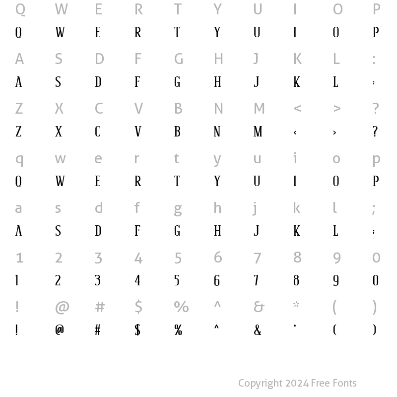 Character Map of Courteous Bold