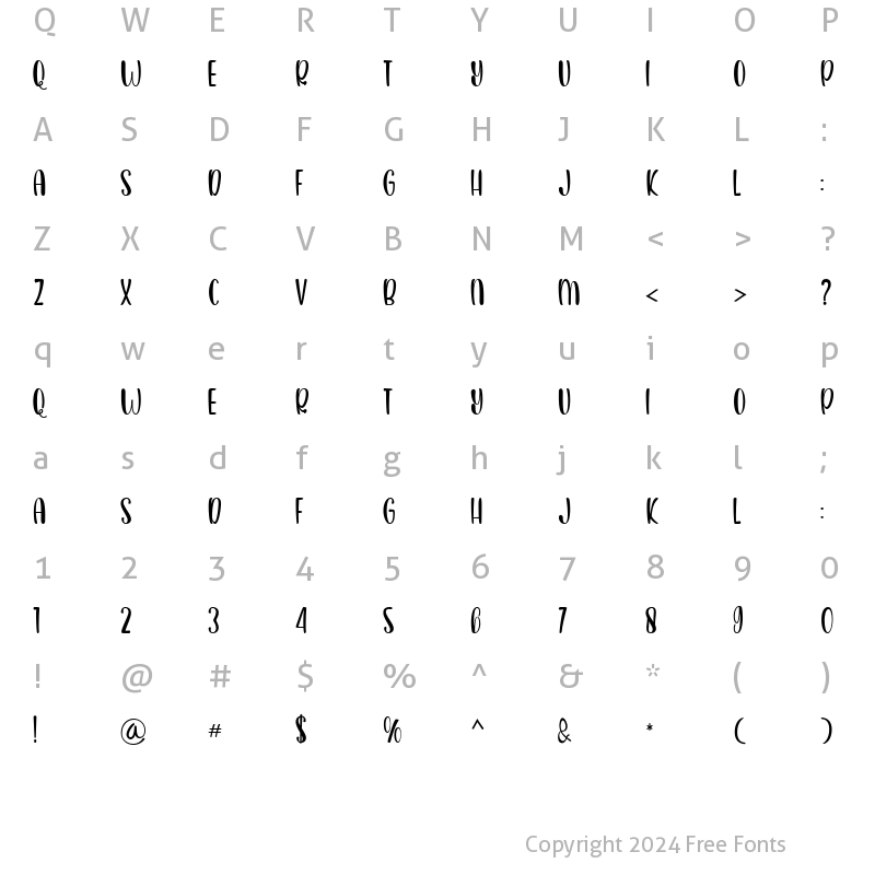 Character Map of Courtesy Regular