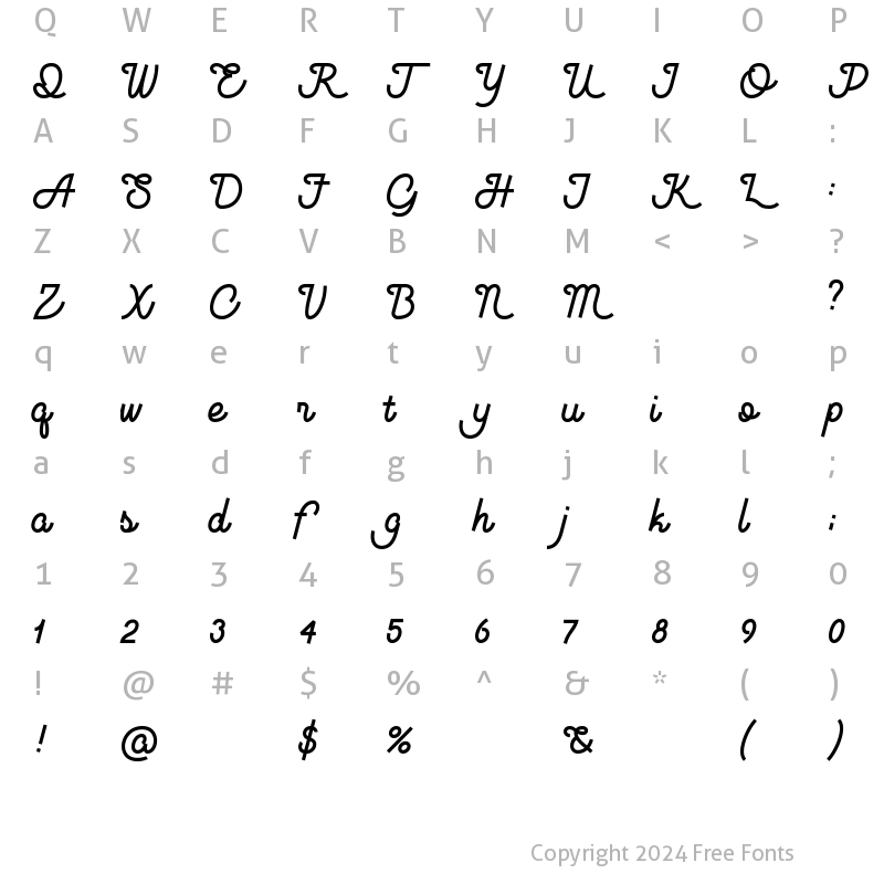 Character Map of courtney-script courtney-script