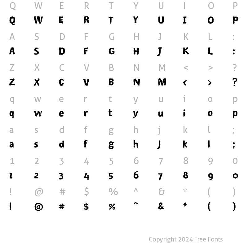 Character Map of Coventry ITC Std Heavy