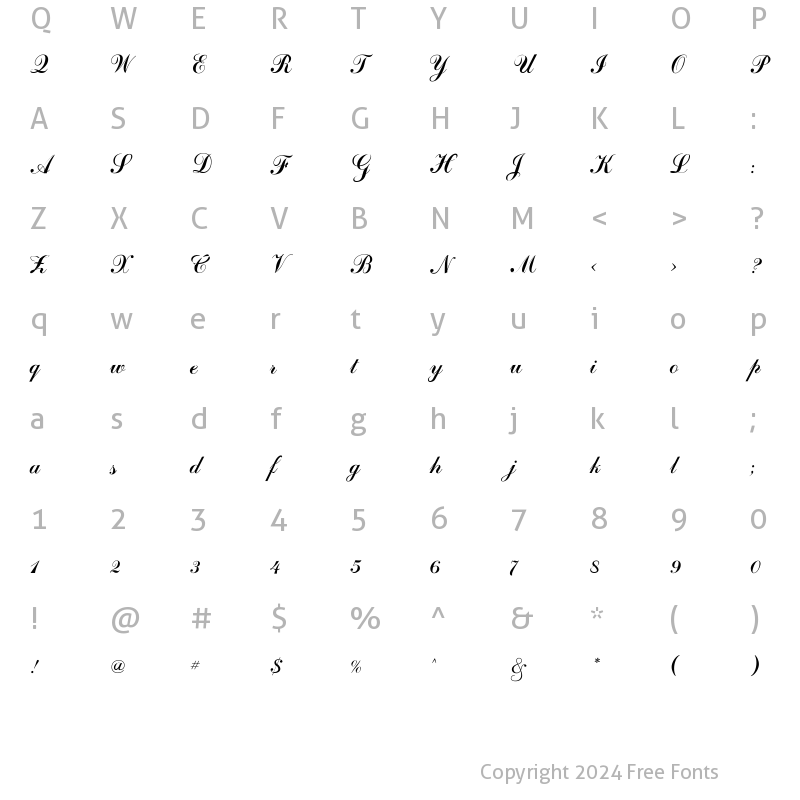 Character Map of CoventryScriptFLF Regular