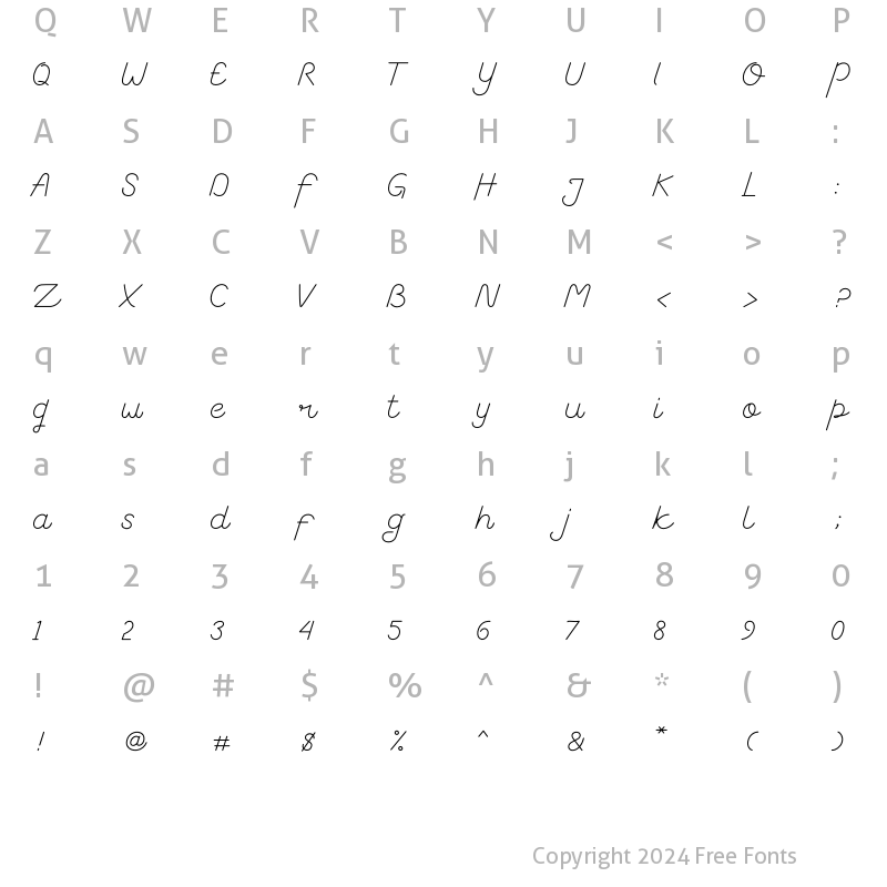 Character Map of Coventysh Light