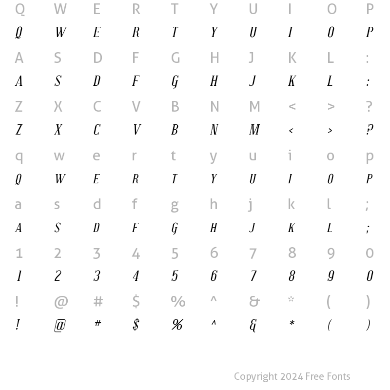 Character Map of Covington SC Italic