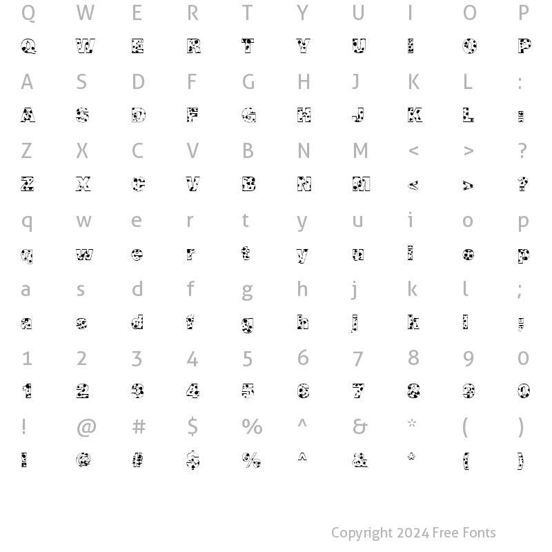 Character Map of Cow-Spots Regular