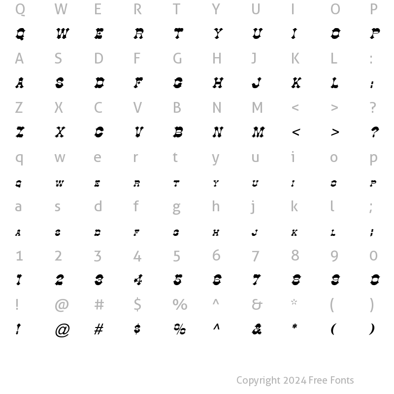 Character Map of Cowboy Italic