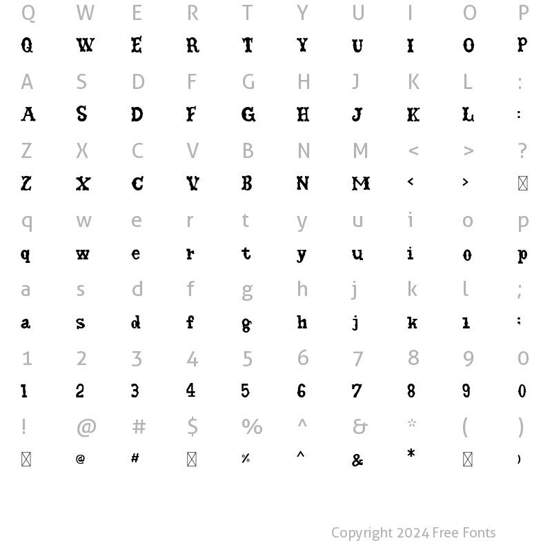 Character Map of COWBOY JUNIOR Regular