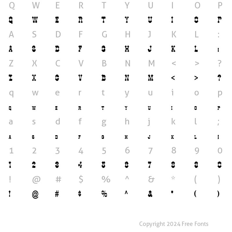 Character Map of Cowboy Thin Bold