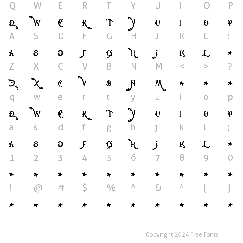 Character Map of CowboyRhumbahut Regular