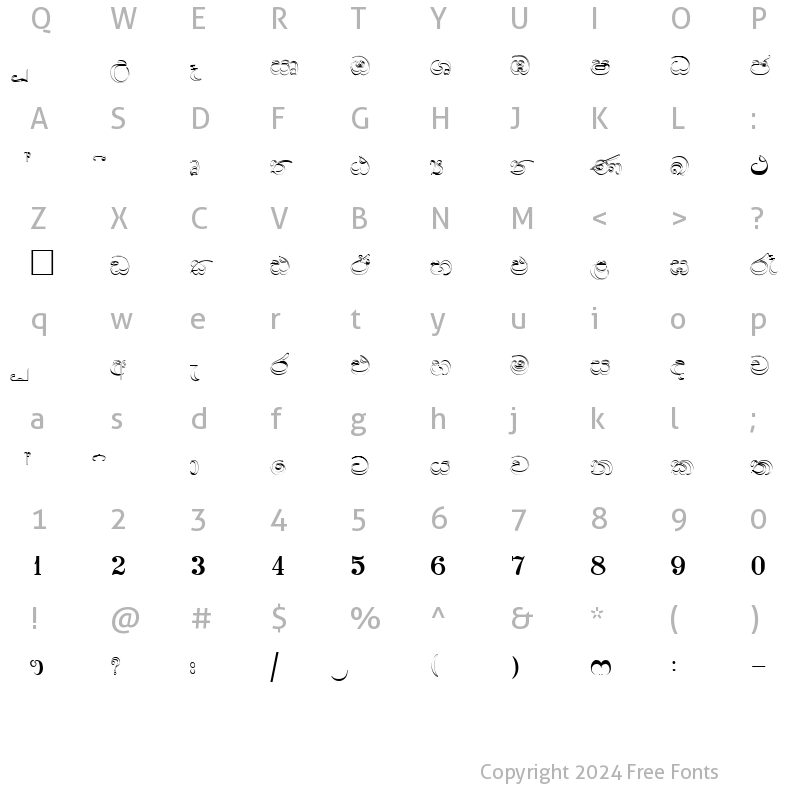 Character Map of CPS 104 Normal