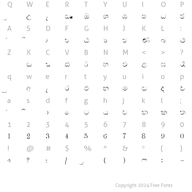 Character Map of CPS 105 Normal