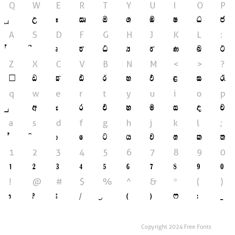 Character Map of CPS 106 Medium