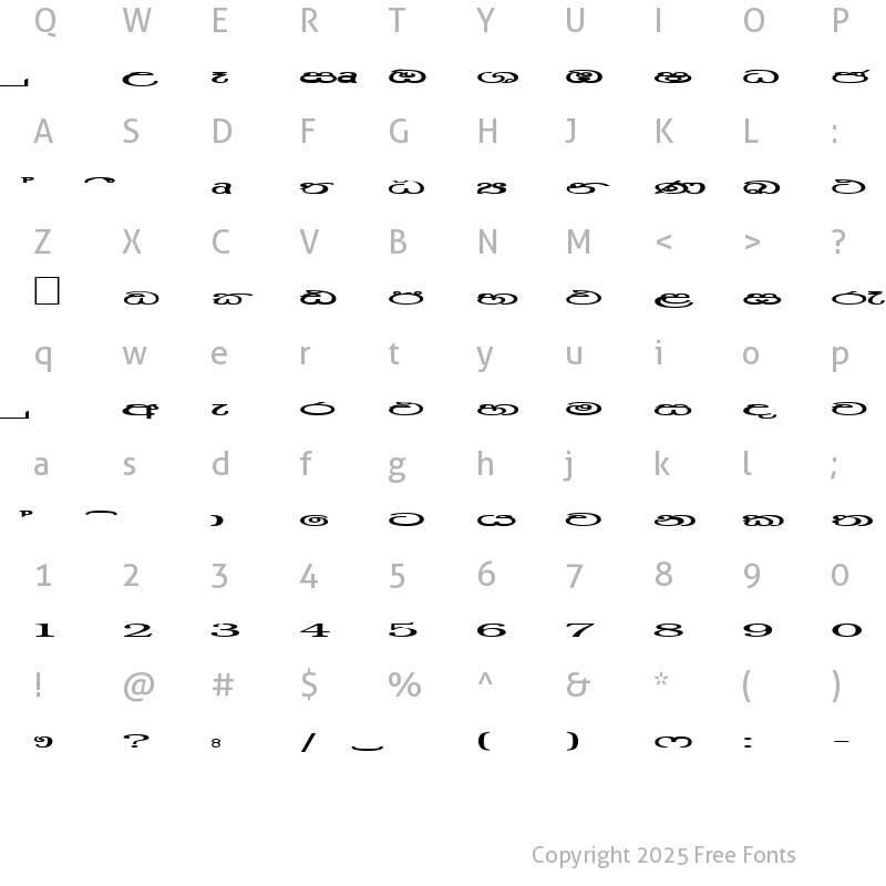 Character Map of CPS 109 Medium