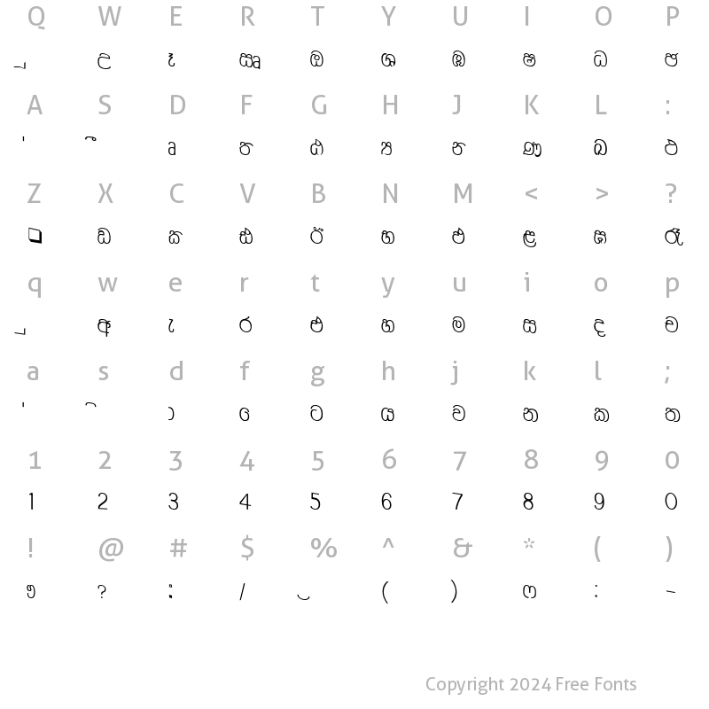 Character Map of CPS 11 Light