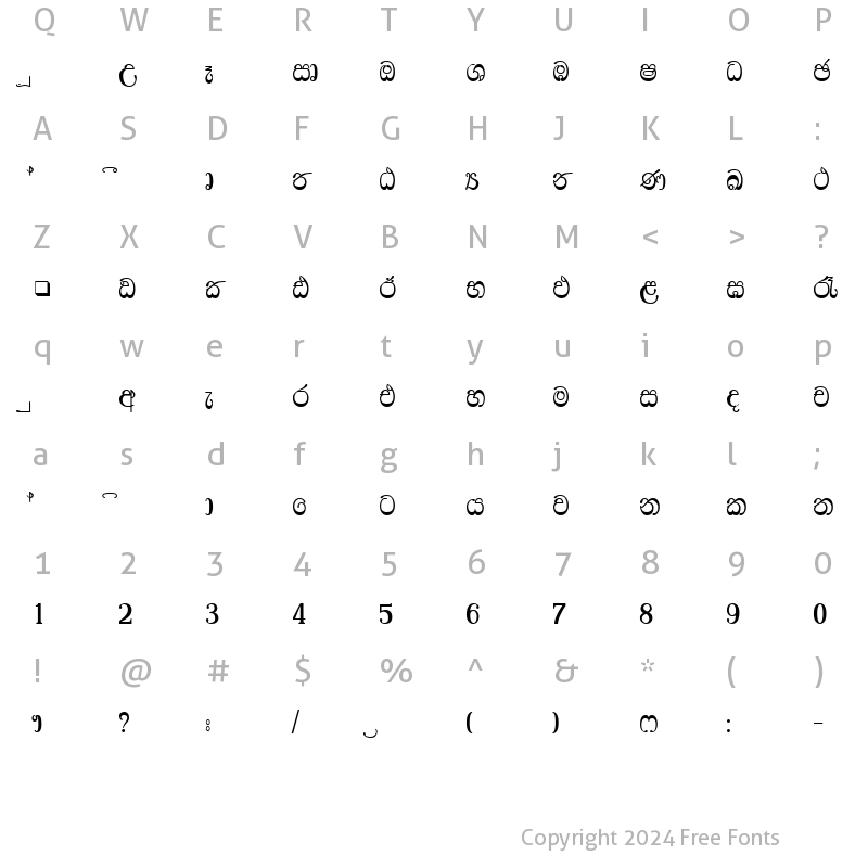 Character Map of CPS 111 Bold