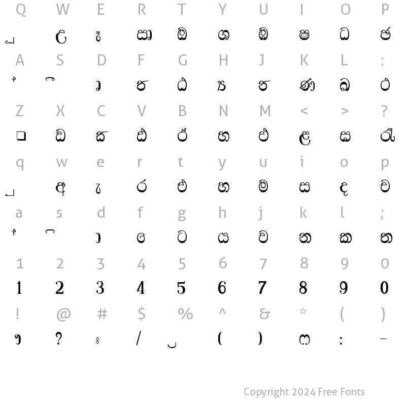 Character Map of CPS 115 Extra Heavy