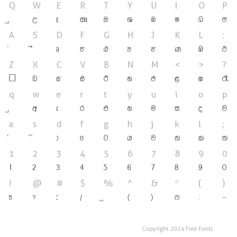 Character Map of CPS 12 Normal