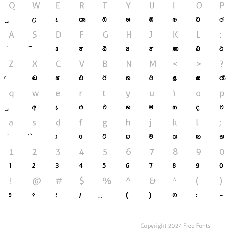 Character Map of CPS 122 Extra Light