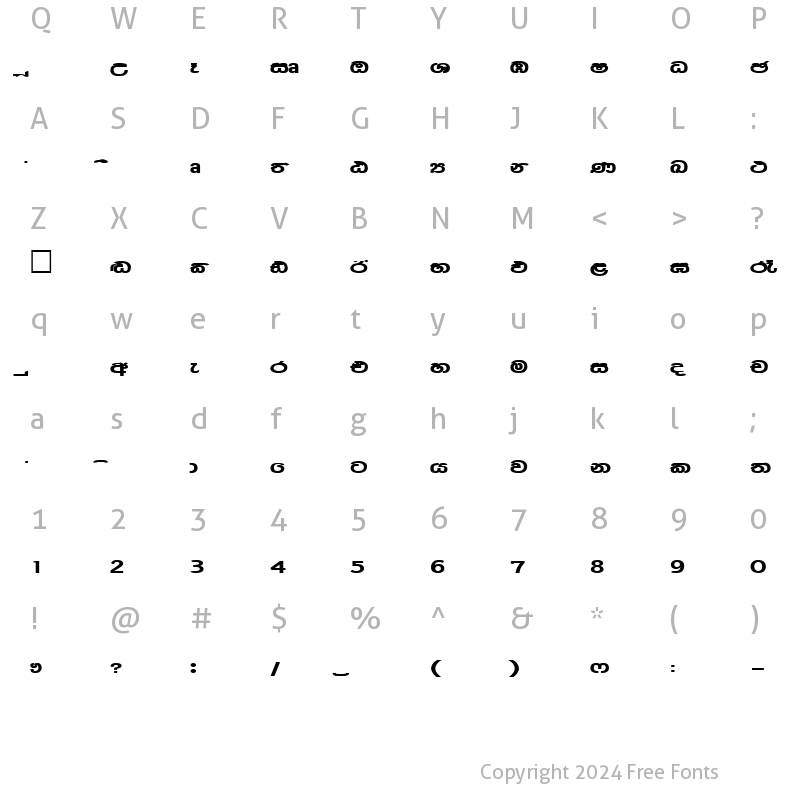 Character Map of CPS 125 Normal