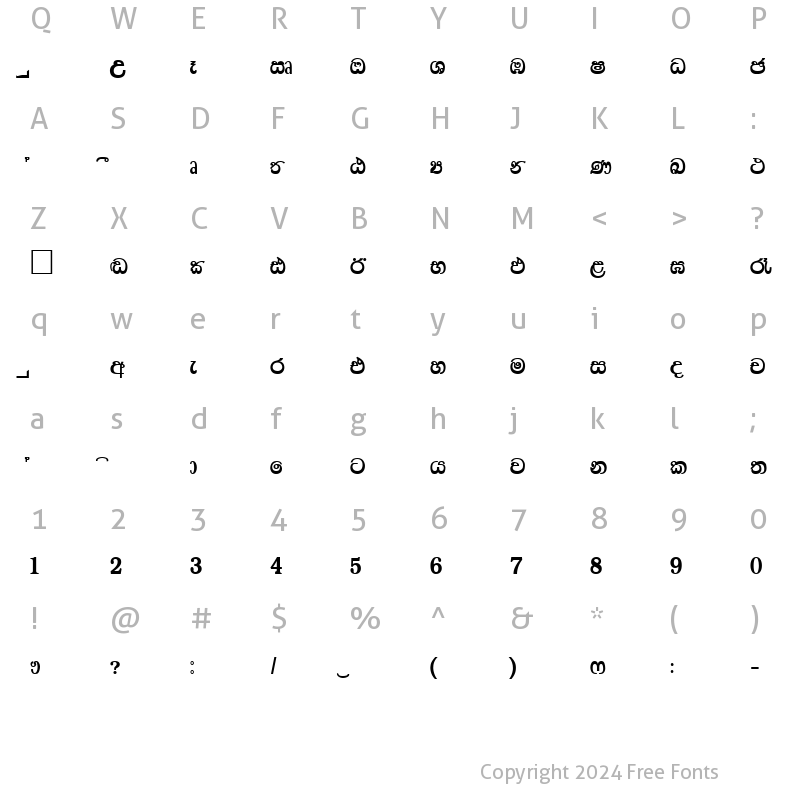 Character Map of CPS 126 Semi Bold