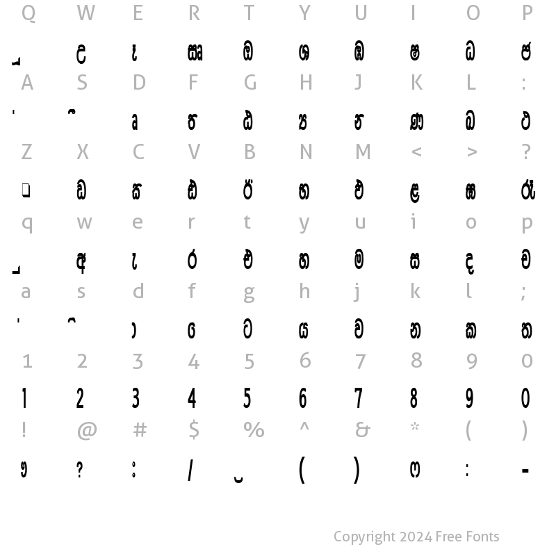 Character Map of CPS 133 Medium