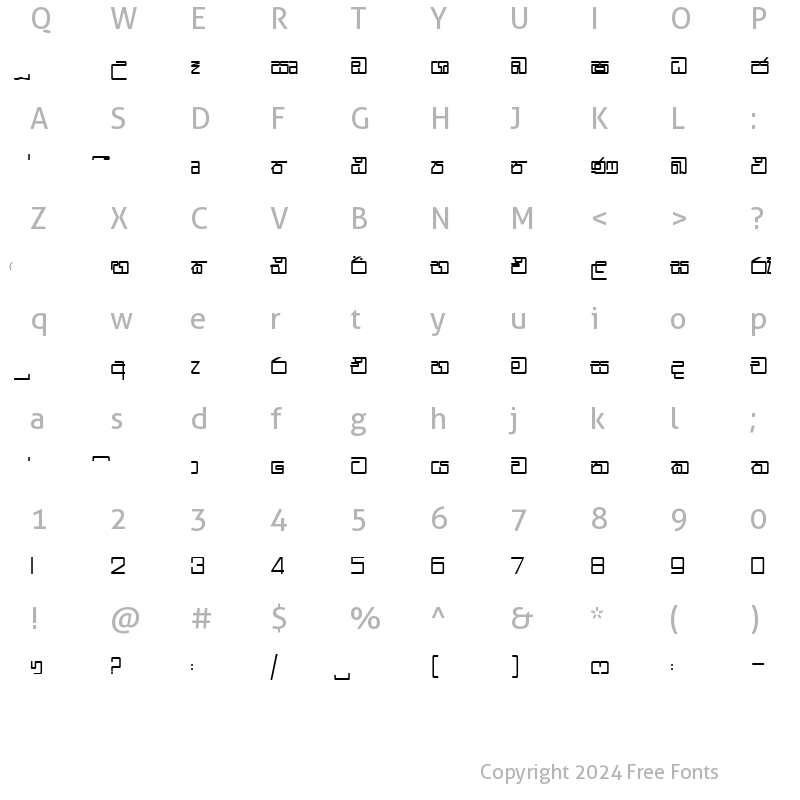 Character Map of CPS 147 Extra Light