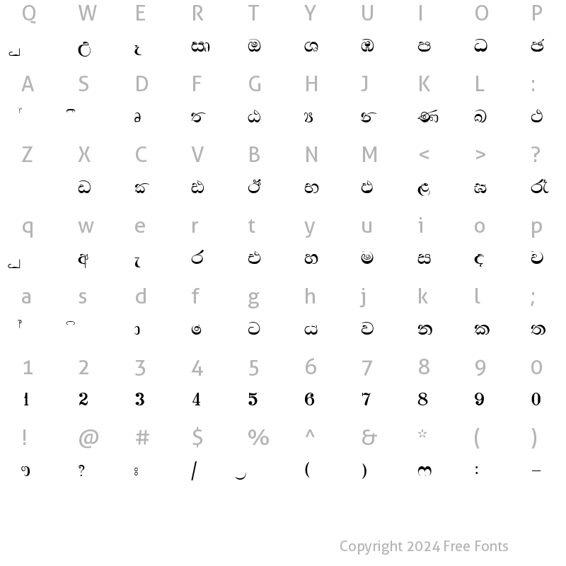 Character Map of CPS 15 Normal