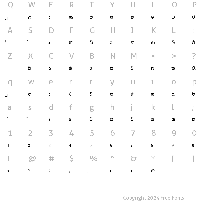 Character Map of CPS 153 Extra Light