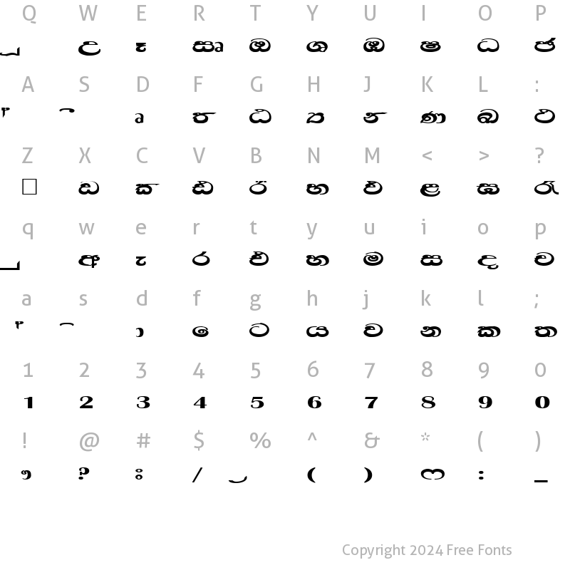 Character Map of CPS 154 Medium