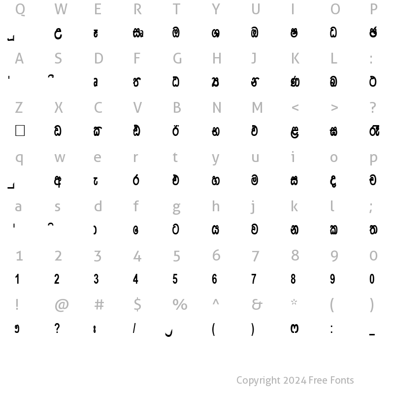 Character Map of CPS 155 Medium