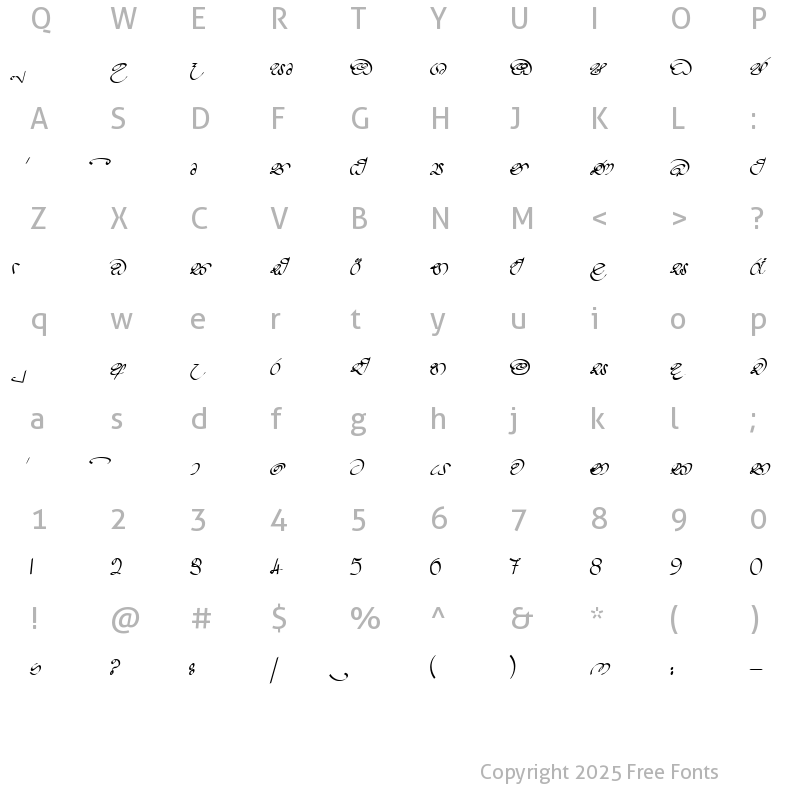 Character Map of CPS 163 Normal