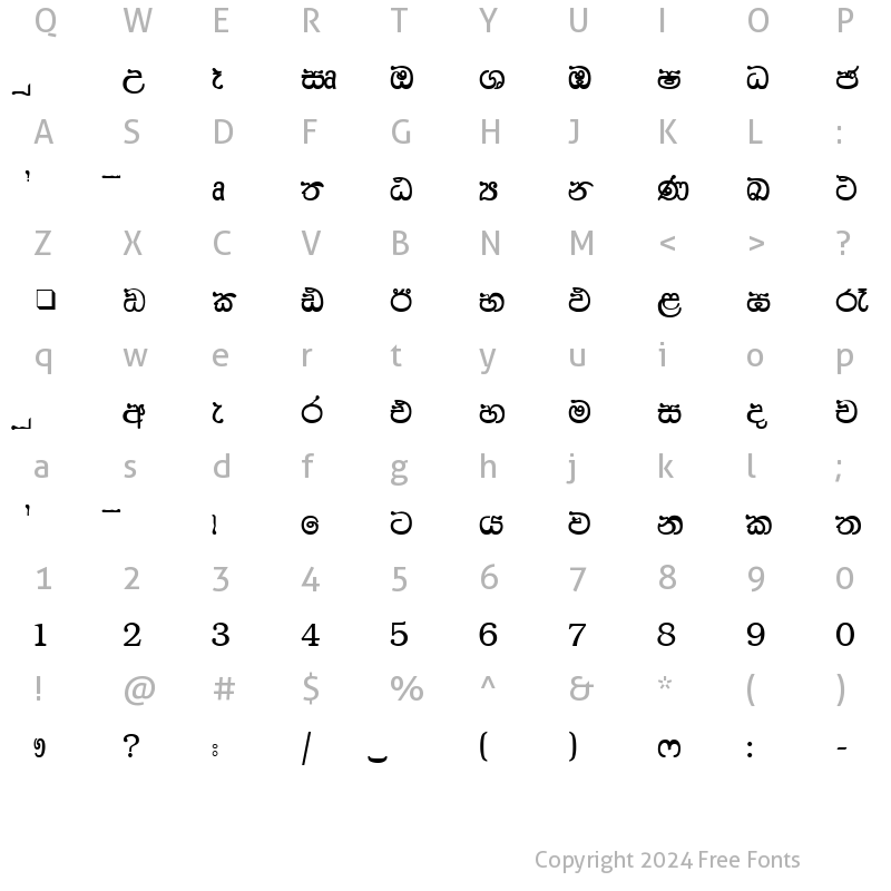 Character Map of CPS 164 Normal