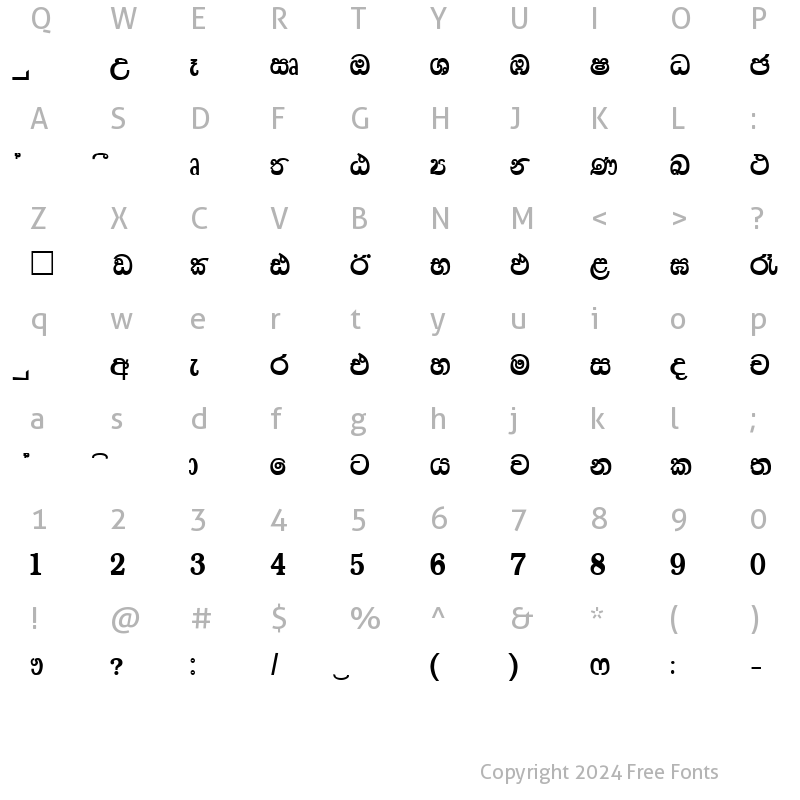 Character Map of CPS 166 Medium