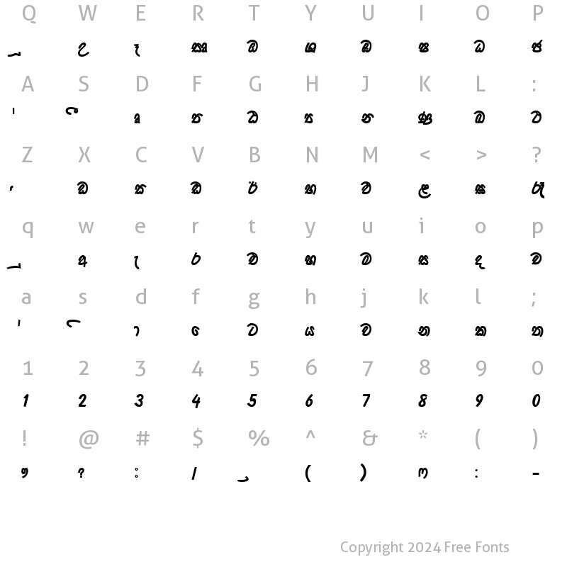 Character Map of CPS 168 Heavy