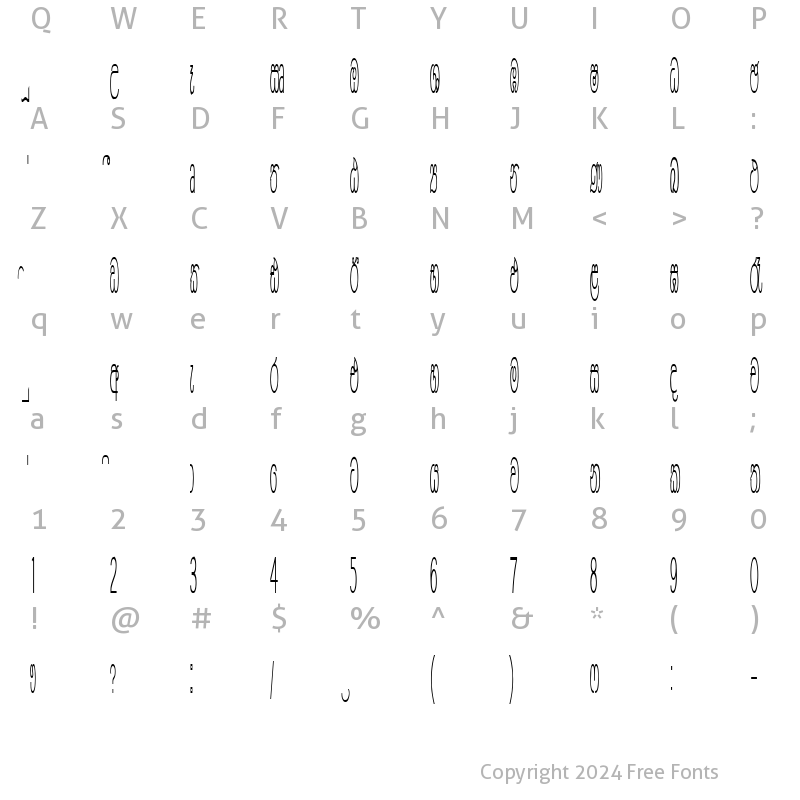 Character Map of CPS 175 Light